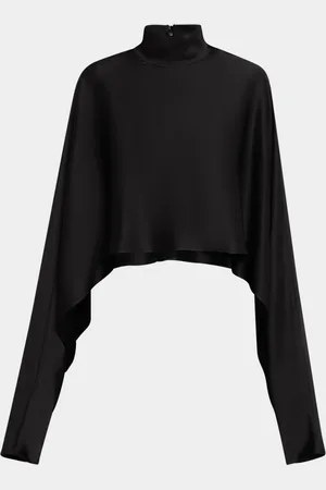 LAPOINTE Satin Crop Caftan Top