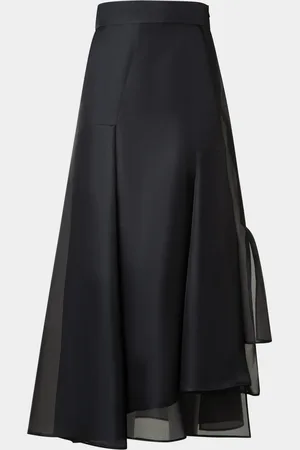 AKRIS Asymmetric Pleated Silk Organza Midi Skirt