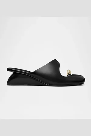 Tory Burch Leather Toe-Ring Wedge Slides