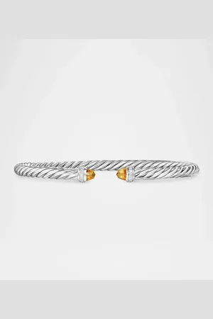 David Yurman Modern Cable Flex Bracelet with Gemstones and Diamonds in Silver, 4mm