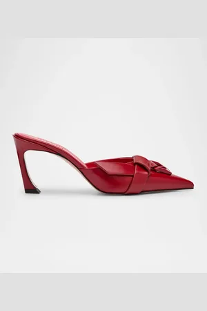 Piferi Buckle Shiny Vegan Leather Comma-Heel Mules