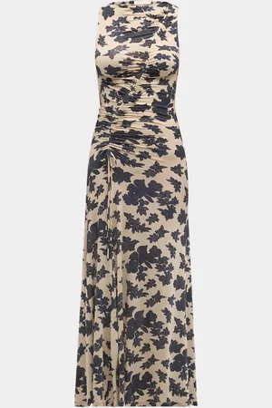 ULLA JOHNSON Natalia Ruched Floral-Print Maxi Dress