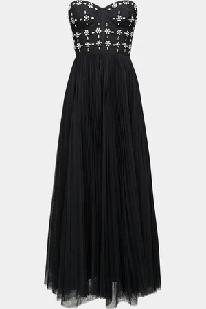 THEIA Alesia Strapless Embellished Corset Midi Dress