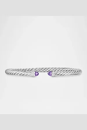 David Yurman Modern Cable Flex Bracelet with Gemstones and Diamonds in Silver, 4mm