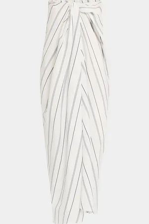 ROSETTA GETTY Striped Twisted Cotton Poplin Maxi Skirt