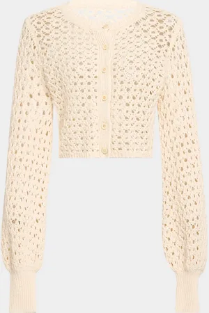 Toccin Tori Blouson-Sleeve Crochet Cardigan