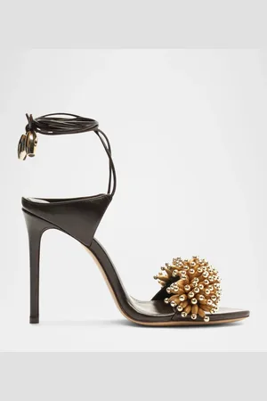 ALEXANDRE BIRMAN Zaya Leather Beaded Ankle-Wrap Sandals