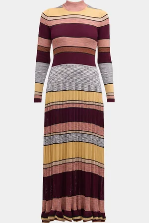 ULLA JOHNSON Evangeline Striped Mock-Neck Knit Maxi Dress