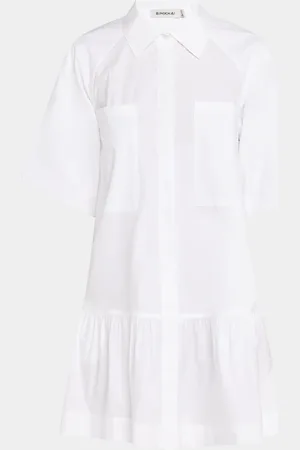 Simkhai Crissy Puff-Sleeve Cotton Poplin Mini Shirtdress