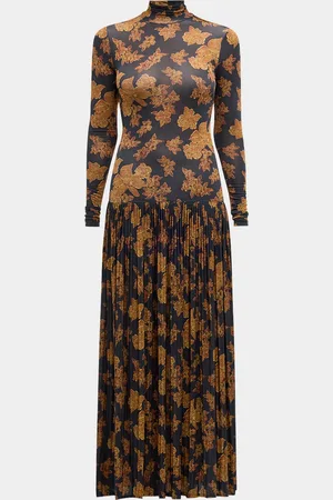 ULLA JOHNSON Amaya Pleated Floral-Print Maxi Dress