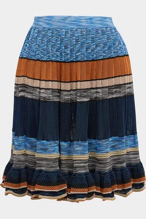 ULLA JOHNSON Eios Striped Ruffle-Hem Knit Skirt