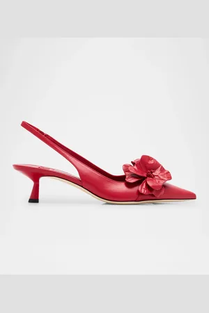 Jimmy Choo Amita Flowers Leather Slingback Pumps
