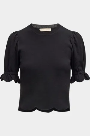 ULLA JOHNSON Noemi Puff-Sleeve Scalloped Top