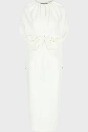 Bernadette Ruched Waist Long Cape Dress