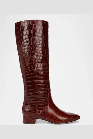 VERONICA BEARD Cecile Croc-Embossed Leather Knee High Boots