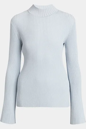 Proenza Schouler Abigail Turtleneck Flare-Sleeve Rib Sweater