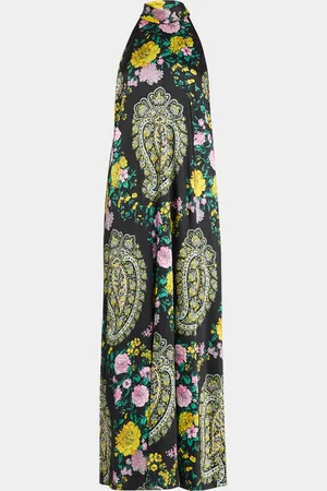 Kobi Halperin Genesis Neck-Tie Paisley Maxi Halter Dress