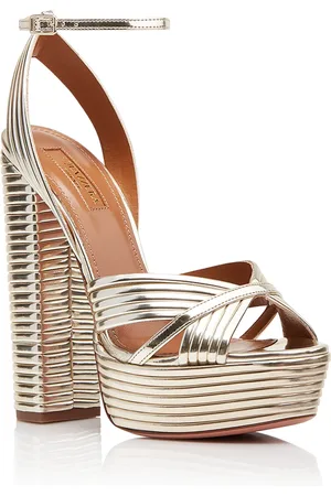 Aquazzura Sundance 140mm Metallic Platform Sandals, Gold