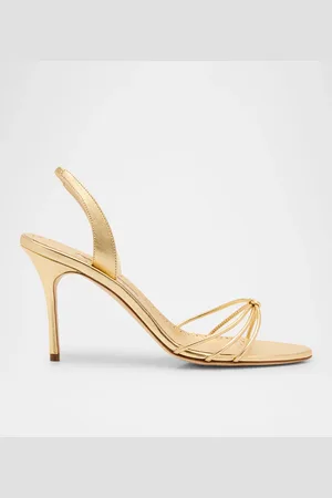Manolo Blahnik Sareta Metallic Crisscross Halter Sandals