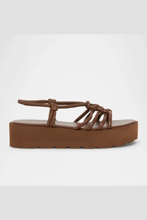 Gianvito Rossi Knotted Leather Slingback Flatform Sandals