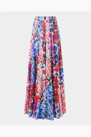 Carolina Herrera Multi Floral-Print Wide-Leg Palazzo Pants