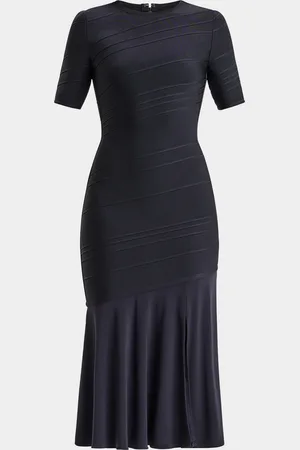 Hervé Léger Isabel Bandage Flounce-Hem Midi Dress