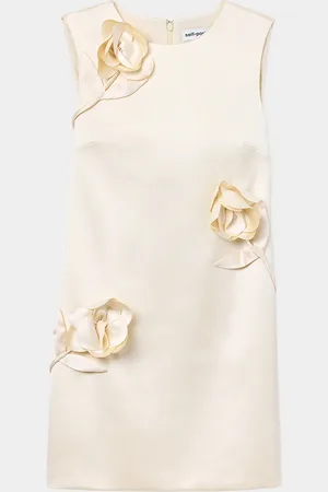Self-Portrait Flower Satin Mini Dress