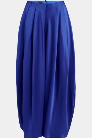 Giorgio Armani Double Silk Satin Pleated Midi Skirt