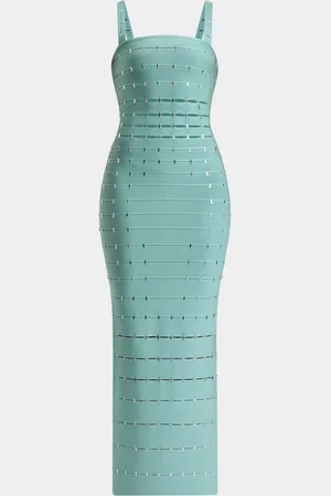 Hervé Léger Lillian Sequined Slash Cutout Sleeveless Gown