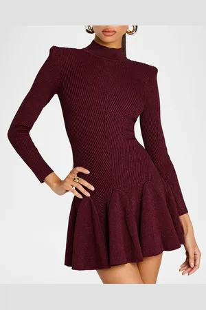 Retrofete Sydonie Sparkly Knit Mock-Neck Mini Dress