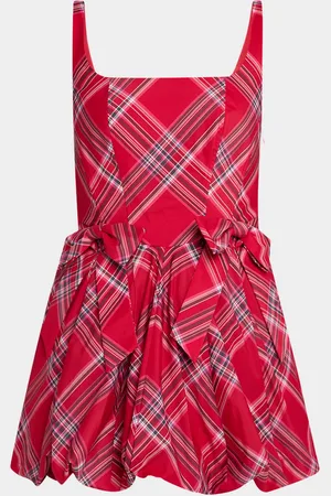 LOVESHACKFANCY Ruelle Tartan Mini Bubble Dress