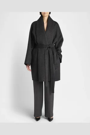 The Row Timor Brushed Cashmere-Silk Belted Wrap Coat