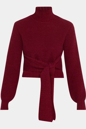 Toccin Aspen Wool and Cashmere Tie-Front Turtleneck Sweater