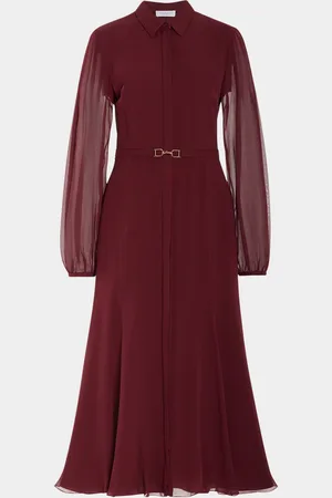 GABRIELA HEARST Holt Shakle Belt Long-Sleeve Midi Shirtdress
