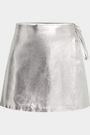 Toccin Danielle Metallic Vegan Leather Wrap Mini Skirt