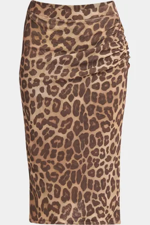 Stella McCartney Leopard-Print Mesh Ruched Skirt
