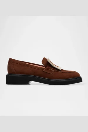 Roger Vivier Viv Rangers Suede Buckle Loafers