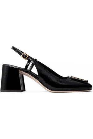 Tory Burch Georgia Patent Block-Heel Slingback Pumps