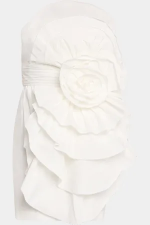 Marchesa Notte Strapless Ruffle Taffeta Mini Dress