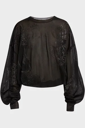 Giorgio Armani Sheer Jersey Blouse with Swarovski Details