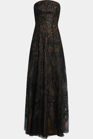 Marchesa Notte Strapless Sequin Embroidered Gown