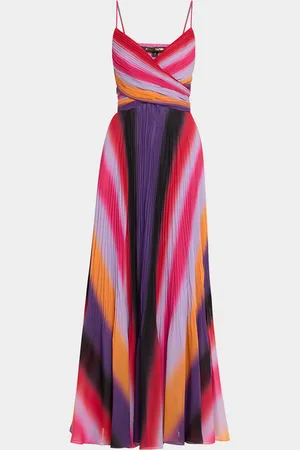Kobi Halperin Jules Pleated Ombre Striped Maxi Dress