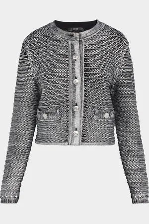Toccin Cecilia Textured Cotton Metallic Knit Jacket