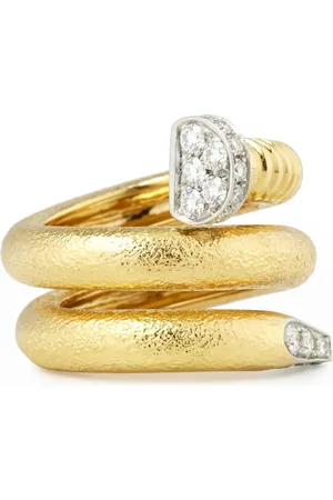 David Webb 18K Diamond Hammered Nail-Shaped Ring, Size 6.5