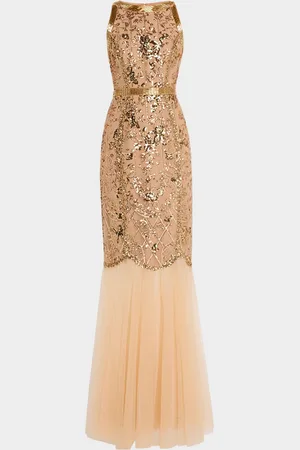 Marchesa Notte Sleeveless Bead & Sequin Column Gown
