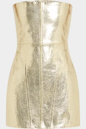 Retrofete Casmir Strapless Metallic Leather Mini Dress