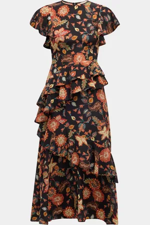 ULLA JOHNSON Amaia Floral-Print Ruffle Midi Dress