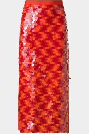 AKRIS Mix Media Lasercut Dot Sequined Midi Skirt
