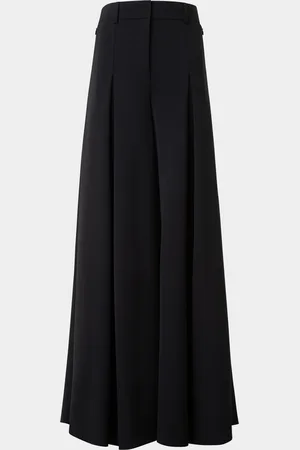 AKRIS Fiorello Pleated Stretch Wool Twill Wide-Leg Pants