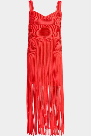 Simkhai Darby Sweetheart Macramé Fringe Midi Dress
